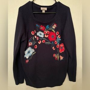 Floral Embroidered Oversized Sweater